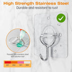 Adhesive Wall Hooks for Hanging Heavy Duty 33lb, Waterproof and Rustproof - Image 4
