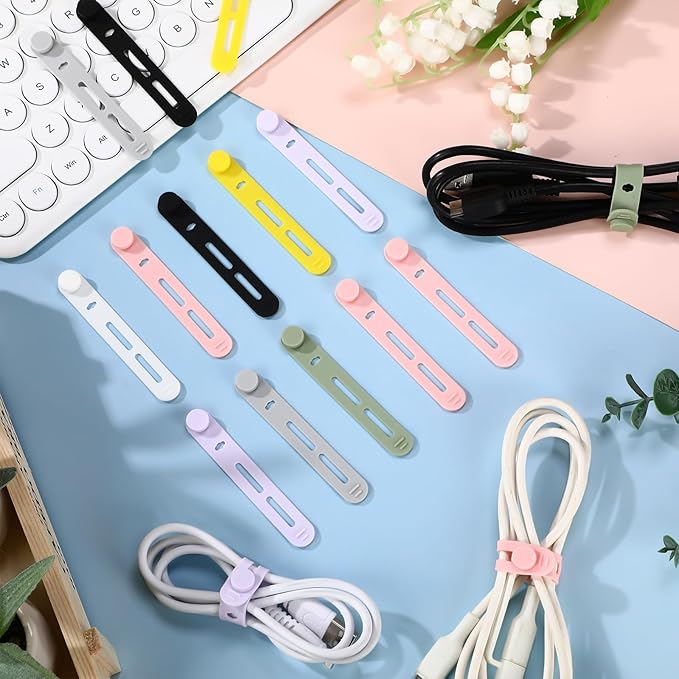 42 Pcs Silicone Cable Ties Reusable Cord Organizer Adjustable Data Cable Wraps - Image 5