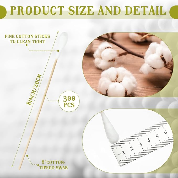 Zhehao 300 Pcs 8 Inch Large Cotton Swabs - Image 2