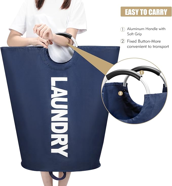125L X-Large Laundry Basket, Freestanding Tall Clothes Hamper, Collapsible - Image 5