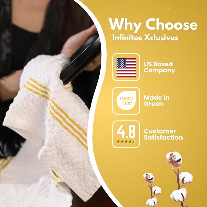 Infinitee Xclusives Premium Dish Cloth 100% Cotton 12 x 12 Inches |Pack of - Image 7