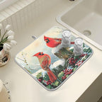 Winter Birds Snowflakes Berry Dish Drying Mat - Image 7