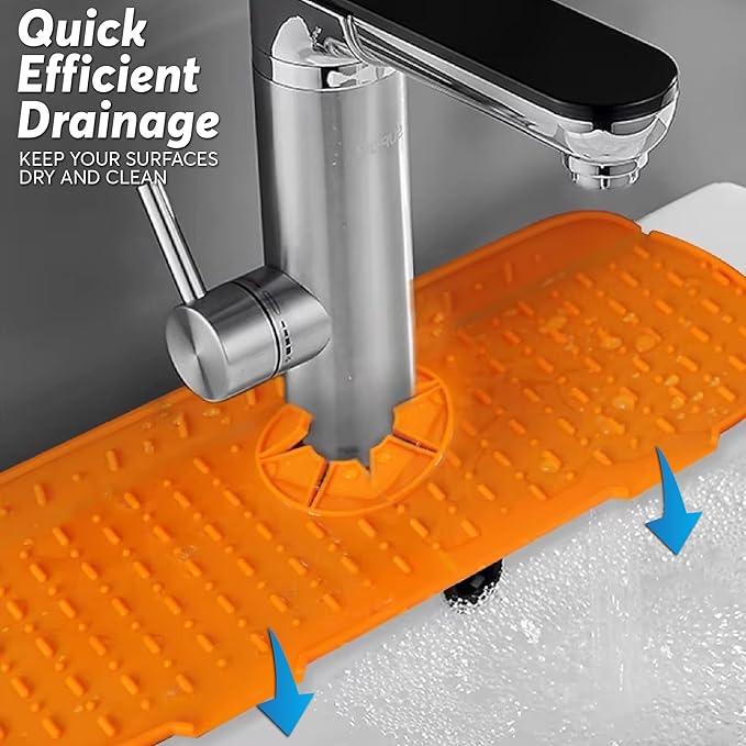 Silicone Faucet Water Catcher Mat, Soft Silicone Faucet Mat Sink Water Splash - Image 7