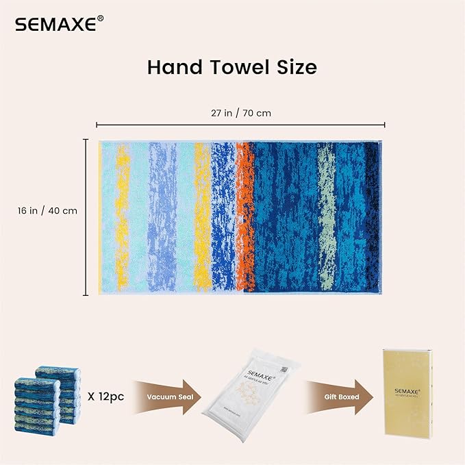 SEMAXE 12 Pack Hand Towels for Bathroom, 100% Cotton Towels - Image 2
