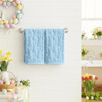 Artoid Mode 2 Pcs Light Blue 3D Rabbit Jacquard Easter Hand Towels - Image 2