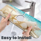 Summer Beach Starfish Sea Shell Blue Sky Sun Kitchen Sink Splash Guard Faucet - Image 6