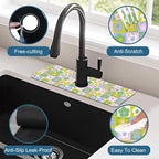 Cute Flowers Kitchen Sink Splash Guard Faucet Mat Retro Floral Super Absorbent - Image 4