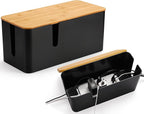 ZhiYo Bamboo Lid Cord Organizer Box, Safe ABS Wire Organizer by ZhiYo