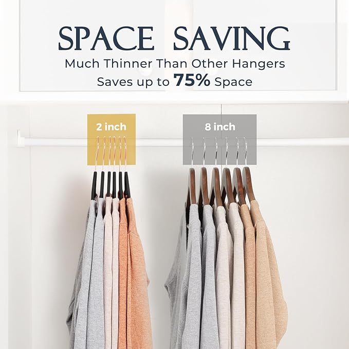HOUSE DAY Velvet Hangers 30 Pack, Premium Non-Slip Felt Hangers, Sturdy Black - Image 4