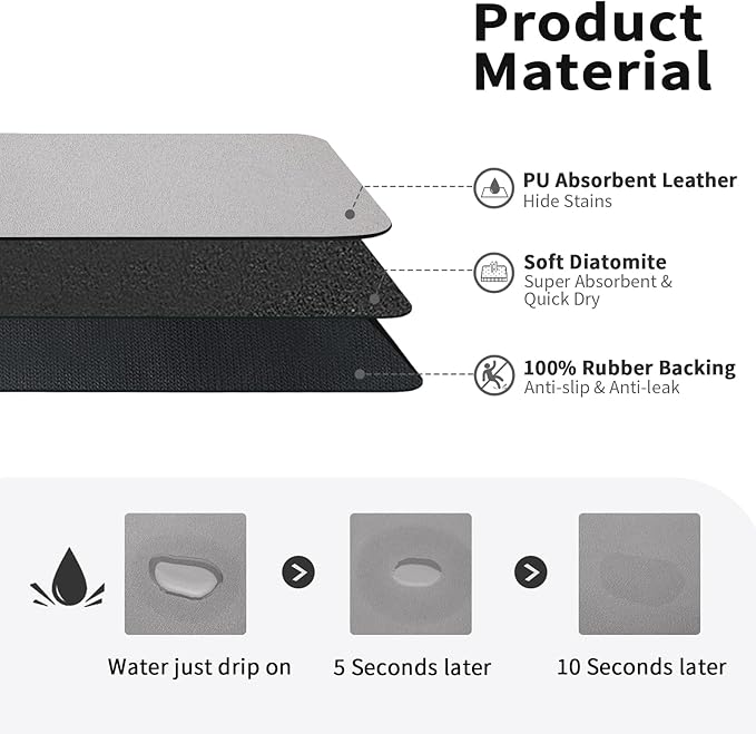 Dish Drying Mat for Kitchen Counter, Heat Resistant Drainer Mats - Image 2