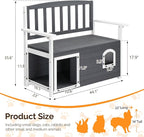 VINGLI Outdoor Storage Bench with Built-in Dog House, 2-in-1 Outdoor Waterproof Patio Bench with Pet Kennel for Patio Backyard Porch (Gray) - Image 3