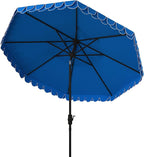 SAFAVIEH 9ft Outdoor Patio Umbrella, Round, Valance, Pacific Blue & White Trim, Auto Crank Tilt, UV Resistant for Deck, Backyard, Poolside (PAT8006P) - Image 5