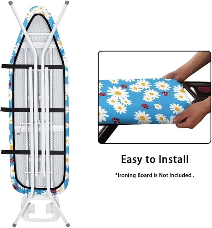 Cute Blue Daisy Thick Padding Ironing Board Covers Stain Resistant Hook and - Image 4