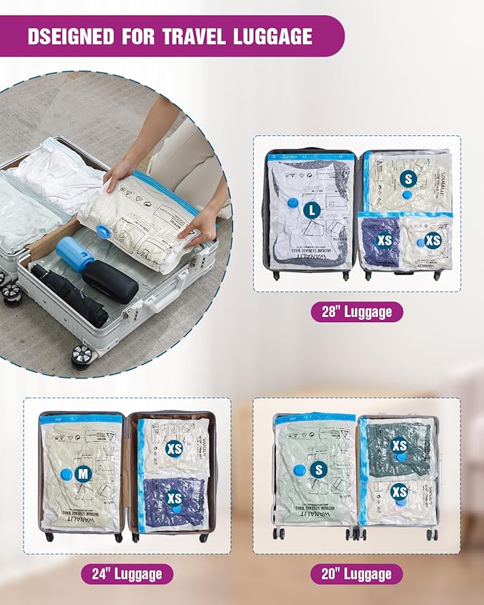 Vacuum Storage Bags for Travel, 24 Pack Vacuum Seal Bags - Image 7