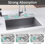 24" X 5.5" Kitchen Sink Splash Guard Faucet Mat Flora Super Absorbent Fast - Image 3
