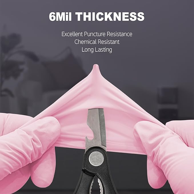 Disposable Nitrile Dishwashing Gloves, Extended 12 Inches Cuff, Cherry Blossom - Image 3