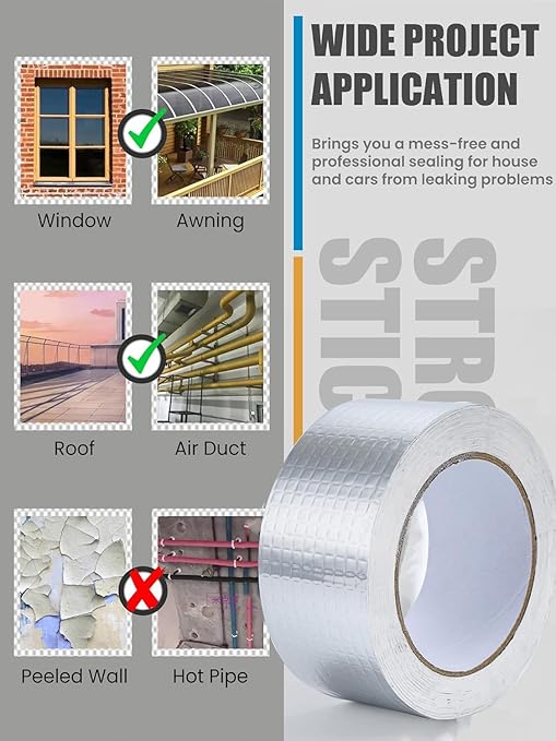 Lichamp Aluminum Butyl Tape, Waterproof Butyl Aluminum Foil Tape 2 inches x - Image 5
