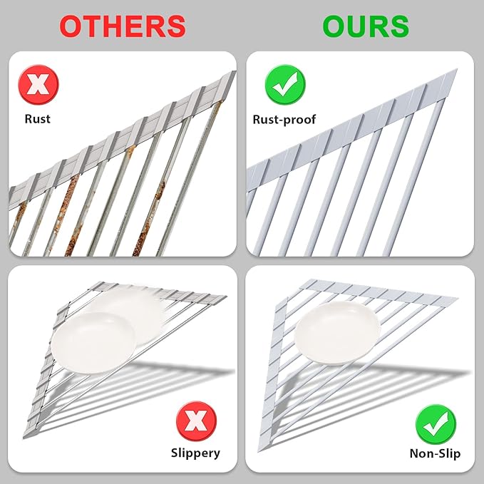 Triangular Sink Rack, Foldable Sink Drying mat, Heat-Resistant, and Rust-Proof - Image 5