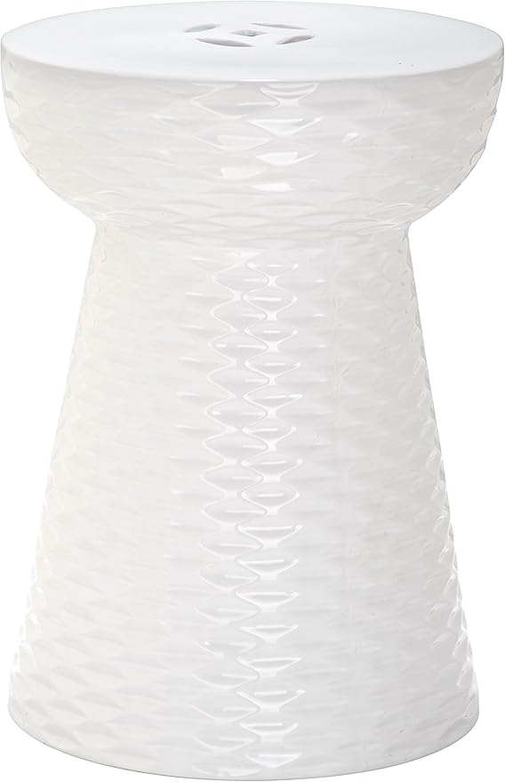 Safavieh Daphne Glazed Ceramic Decorative Garden Stool, White by SAFAVIEH