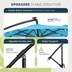 wikiwiki 10ft Solar LED Patio Umbrella with Base Included, Offset Umbrella with Weighted Sandbag Base, Cantilever Patio Umbrellas for Backyard, Garden & Deck, 32 LED Lights & Polyester Shade, Sky Blue - Image 7