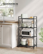 SONGMICS 4-Tier Metal Storage Rack, Shelving Unit with X Side Frames, Dense Mesh, 12.6 x 23.6 x 44.3 Inches, for Entryway, Kitchen, Living Room, Bathroom, Industrial Style, Ink Black UBSC164B01 - Image 2