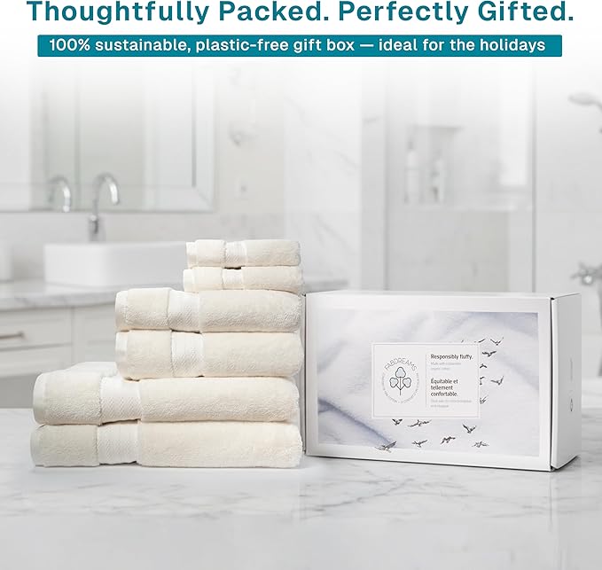 Fabdreams 100% Organic Cotton Bath Towel Set of 6 700 GSM Hotel Premium Plush - Image 7