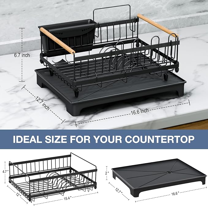 Dish Drying Rack with Drainboard, Rustproof Dish Rack - Image 2