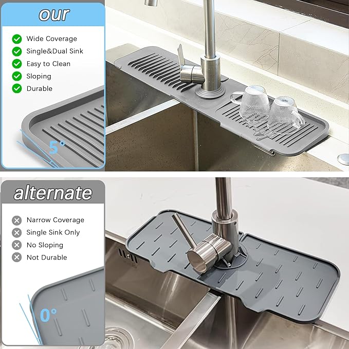5° Slope Kitchen Sink Faucet Mat, Kitchen Sink Splash Guard, Silicone Material - Image 6