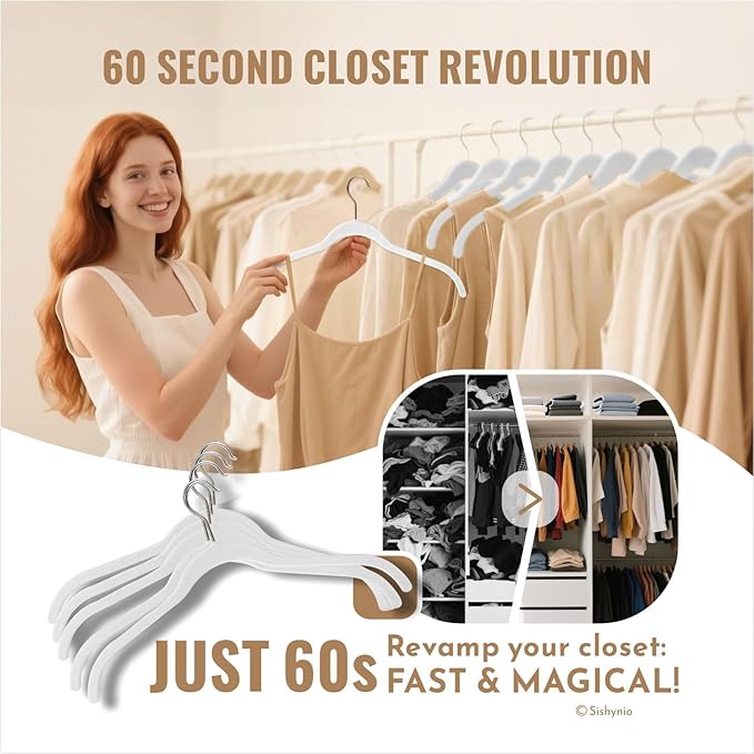 30 Pack Velvet Clothes Hangers, Non-Slip Flocked Hangers - Image 6