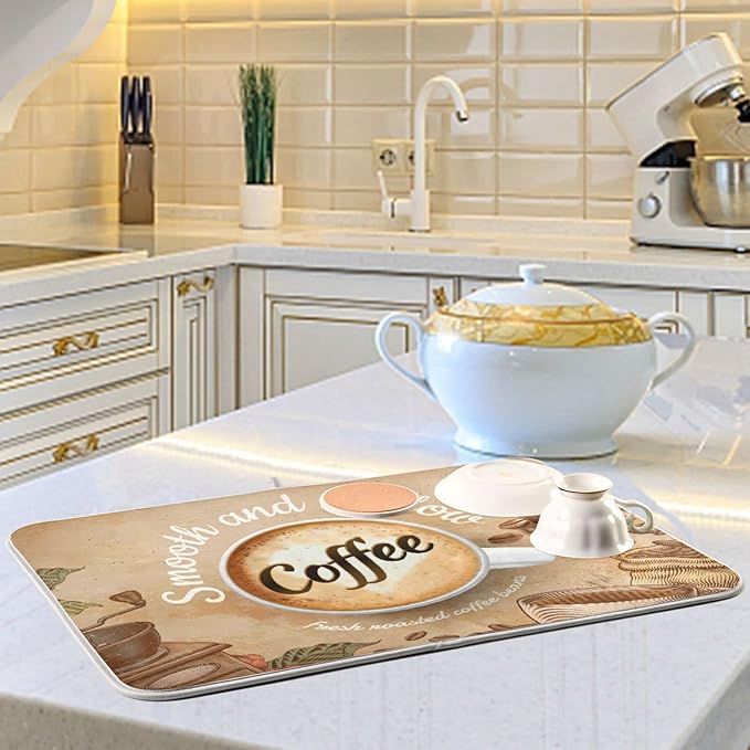 Super Absorbent Dish Drying Mat, Microfiber Fast-Drying Dish Mat, Kitchen Dish - Image 6