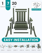 SEWALL HDPE Rocking Chair, Oversized Outdoor Rocking Chair for Adults, Patio Rocker for Porch, Avocado Green - Image 5