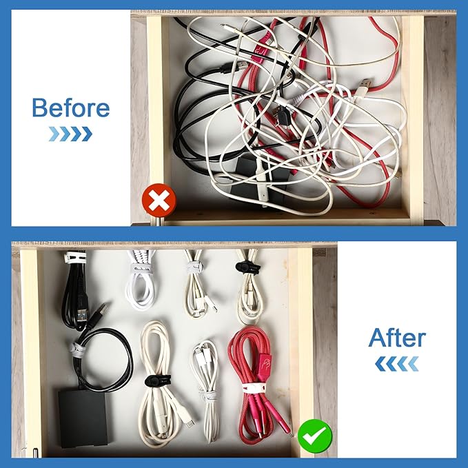 42 Pcs Silicone Cable Ties Reusable Cord Organizer Adjustable Data Cable Wraps - Image 6