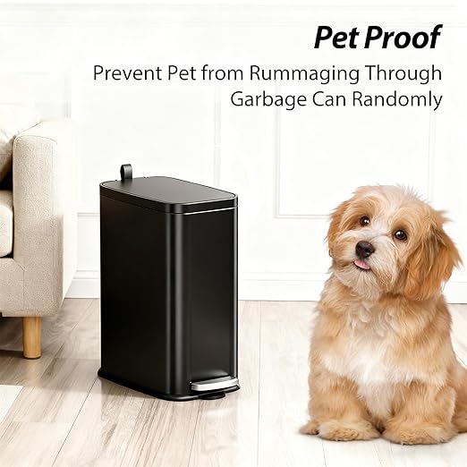 1.6 Gallon Black Bathroom Step Trash Can - Image 7