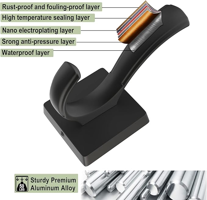 Black Towel Hooks Coat Hook, Towels Robe Holder - Image 8