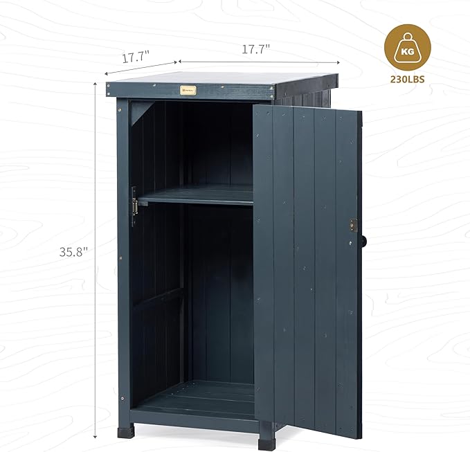 HABAU Outdoor Storage Cabinet for Patio, Garden Potting Bench Table with Shelves & Metal-Tabletop, Wooden Planting Work Station, Weatherproof - Image 3