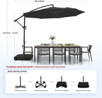 wikiwiki 10ft Patio Umbrella with Base Included, Outdoor Offset Cantilever Umbrella with Sandbag Base for Backyard, Garden and Pool, Easy to Tilt and Crank, Black - Image 6