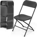 VINGLI 10 Pack Black Plastic Folding Chair, Indoor Outdoor Portable Stackable Commercial Seat with Steel Frame 350lb. Capacity for Events Office Wedding Party Picnic Kitchen Dining by VINGLI