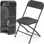 VINGLI 10 Pack Black Plastic Folding Chair, Indoor Outdoor Portable Stackable Commercial Seat with Steel Frame 350lb. Capacity for Events Office Wedding Party Picnic Kitchen Dining by VINGLI