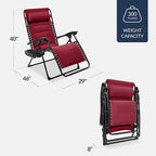 Best Choice Products Oversized Padded Zero Gravity Chair, Folding Outdoor Patio Recliner, XL Anti Gravity Lounger for Backyard w/Headrest, Cup Holder, Side Tray, Polyester Mesh - Burgundy - Image 2