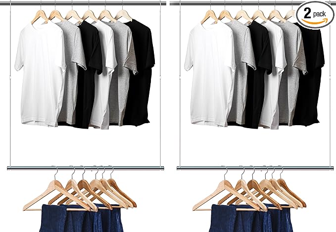 Hanging Closet Rod, 17-29In Adjustable Width and Up to 37In Height Adjustable by Unknown