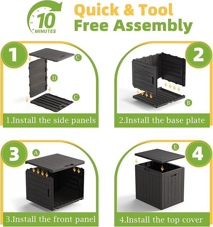 35 Gallon Resin Deck Box with Lockable Latch, Waterproof UV-Resistant Multi-Purpose Outdoor Storage for Patio Cushions, Garden Tools & Package Storage, Black - Image 7