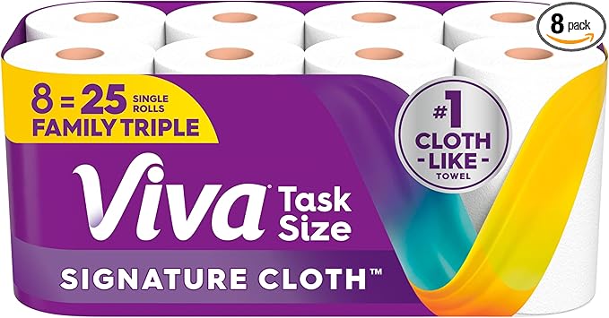 Viva Signature Cloth Paper Towels, Task Size, 8 Family Triple Rolls, 141 Sheets by Viva%C2%AE