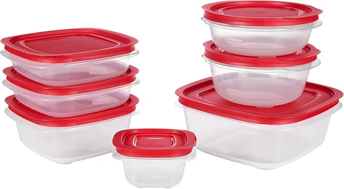 Rubbermaid EasyStore Square and Round Containers, 14-Piece Set, Food Storage by Rubbermaid