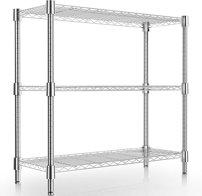 Xcity Storage Shelves, 3 Tier Heavy Duty Metal Shelving Unit, 1200 LBS Capacity Adjustable Steel Wire Shelf Organizer for Pantry, Kitchen, Garage, 14" D x 36" W x 36" H, Chrome - Image 8