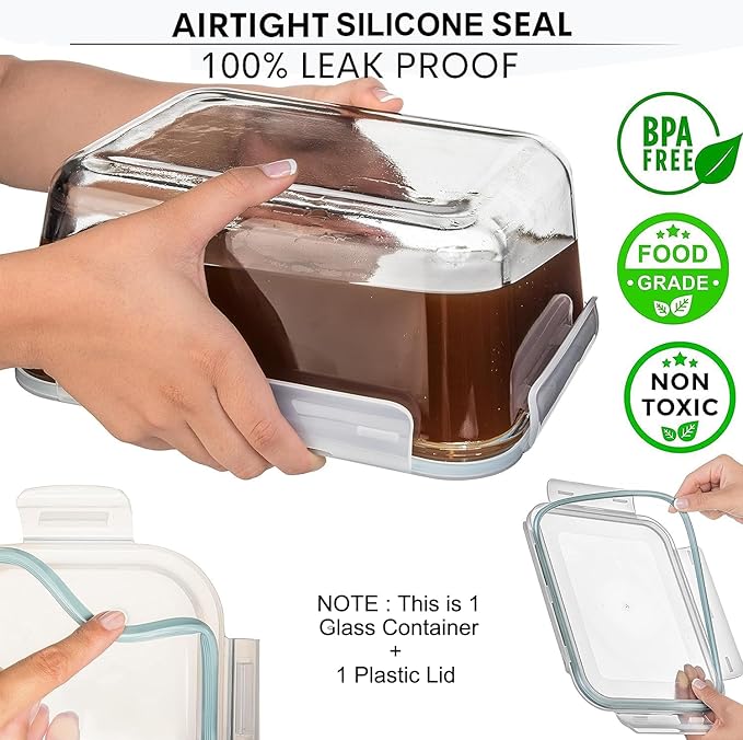 Razab 3300 ml / 112 oz Large Glass Food Storage Containers - Image 2