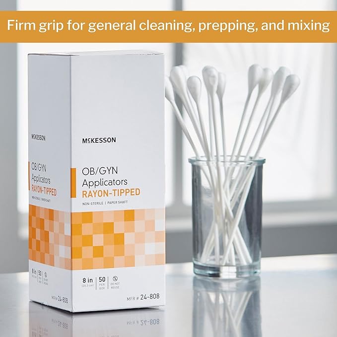 McKesson OB/GYN Applicators Rayon Tipped, Non-Sterile, 8 in, 1 Pack - Image 2