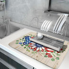 Independence Day Dish Drying Mat 18x24 inch Patriotic Love Heart Fast Dry - Image 5