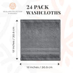 White Classic Wealuxe Dark Gray Washcloths 24 Pack - Image 4