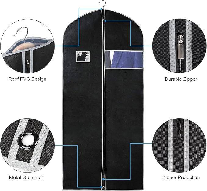 Syeeiex 60'' Dress Bags for Gowns, Dress Garment Bag, Dustproof and Keep Closet - Image 4