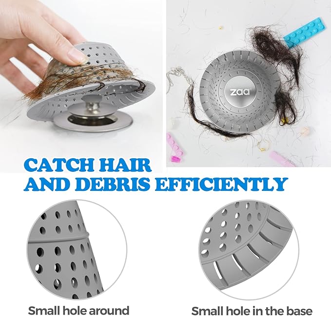 zaa Bathtub Drain Hair Catcher, Premium Silicone Shower Hair Catcher, Bathroom - Image 3